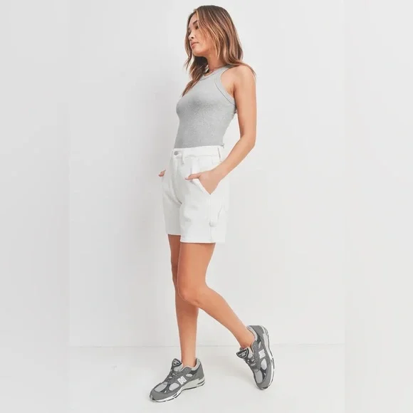 High Rise Utility Shorts - Off White - Picture 3 of 12